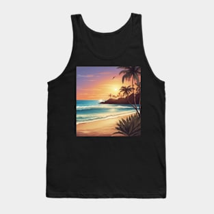 Sunkissed Serenity: Sunset on the Tropical Shore Tank Top